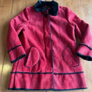 Wilsons Leather Kids Red Pea Coat Dress Winter Coat Fur Lined Collar Size XL